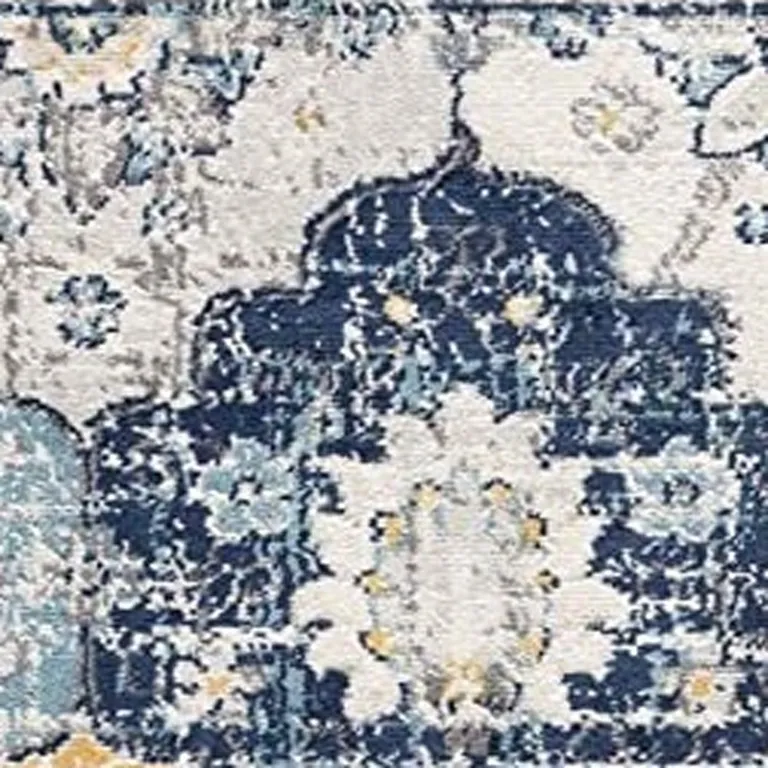 Blue Distressed Floral Area Rug Photo 5