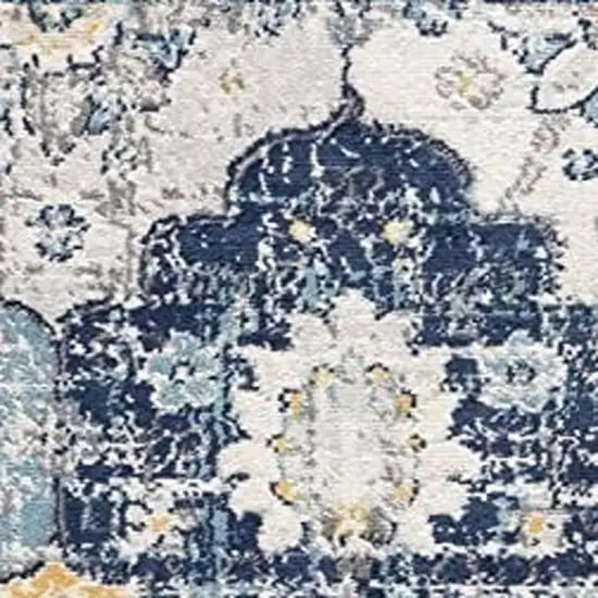 Blue and Yellow Floral Area Rug Photo 9