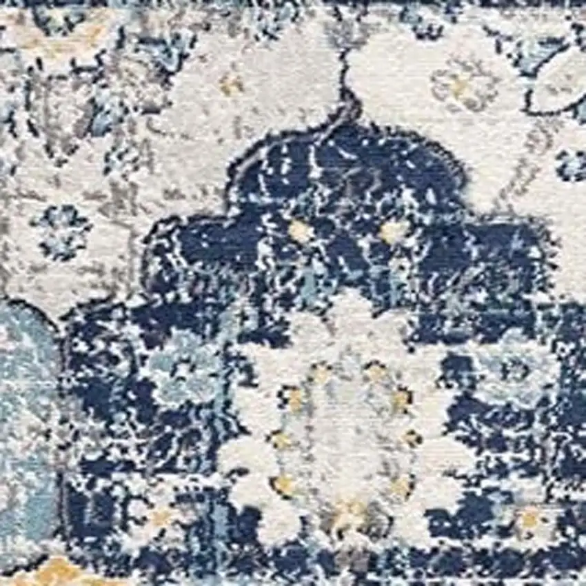 Blue and Yellow Floral Area Rug Photo 8