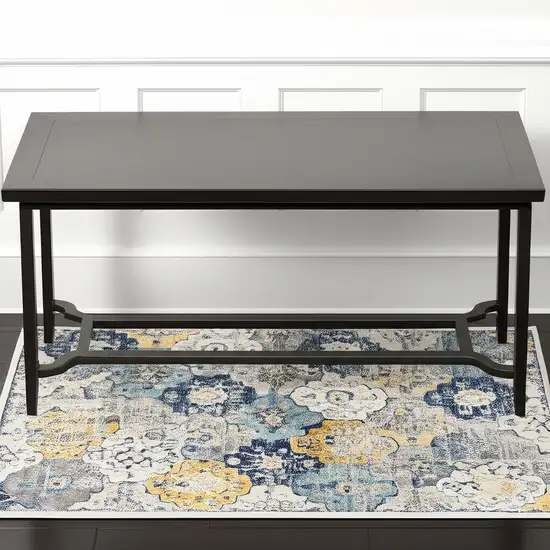 Blue and Yellow Floral Area Rug Photo 2