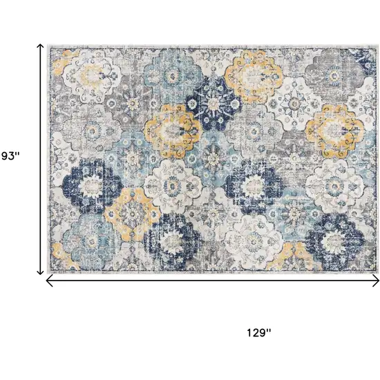 Blue and Yellow Floral Area Rug Photo 6