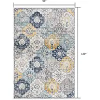 Photo of Blue Distressed Floral Area Rug