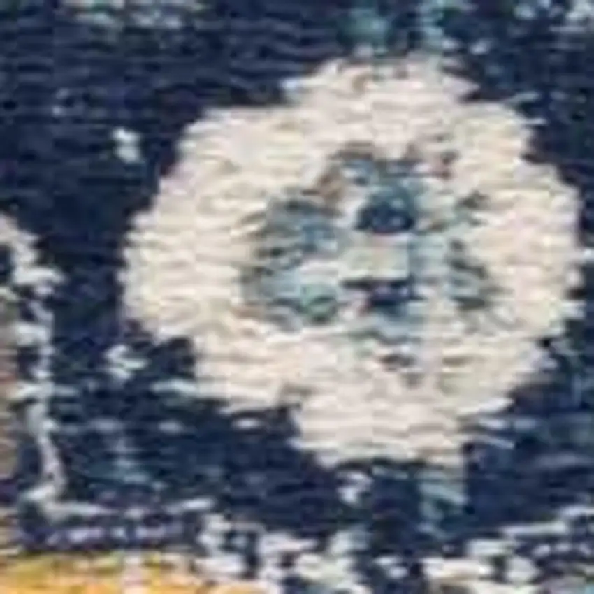 13' Blue And Yellow Floral Runner Rug Photo 3