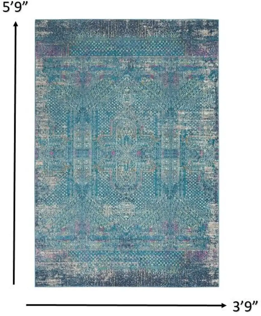Blue Distressed Medallion Area Rug Photo 5