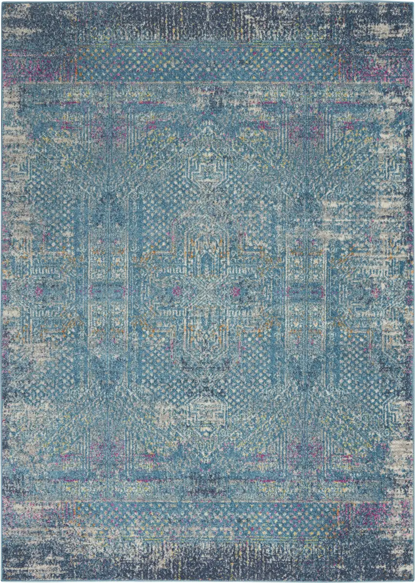 Blue Southwestern Power Loom Area Rug Photo 1
