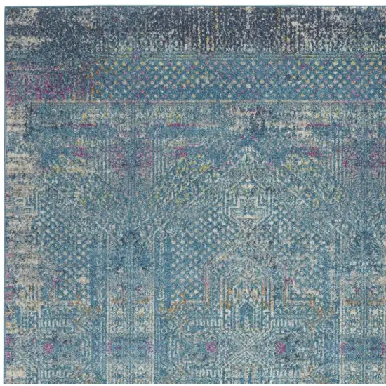 Blue And Ivory Southwestern Distressed Area Rug Photo 1