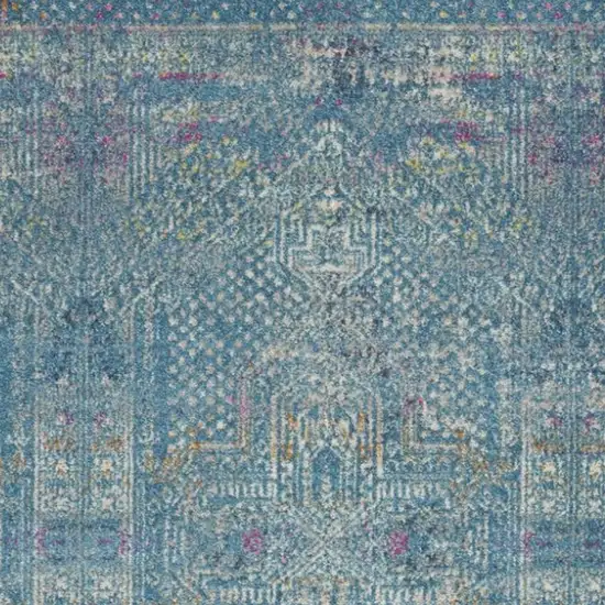 Blue And Ivory Southwestern Distressed Area Rug Photo 3