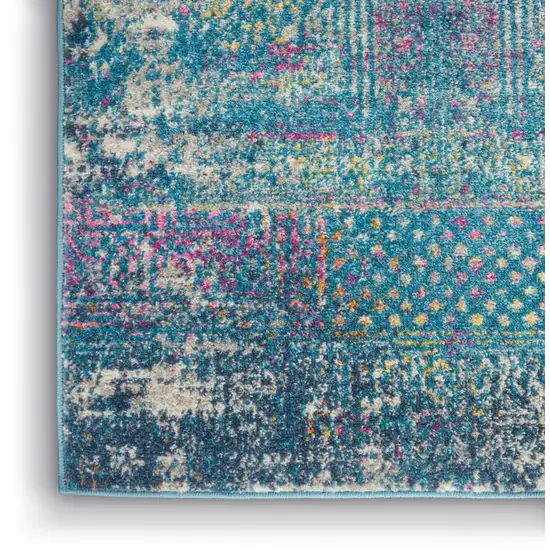 Blue And Ivory Southwestern Distressed Area Rug Photo 8