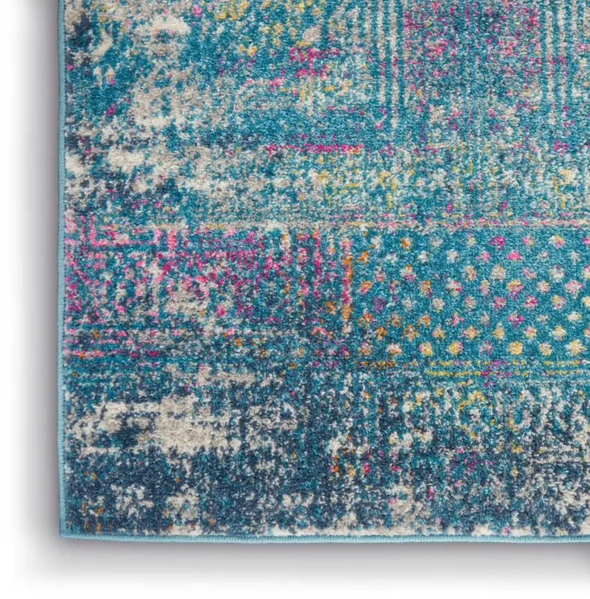Blue And Ivory Southwestern Distressed Area Rug Photo 8
