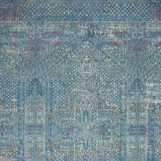 Blue And Ivory Southwestern Distressed Area Rug Photo 6