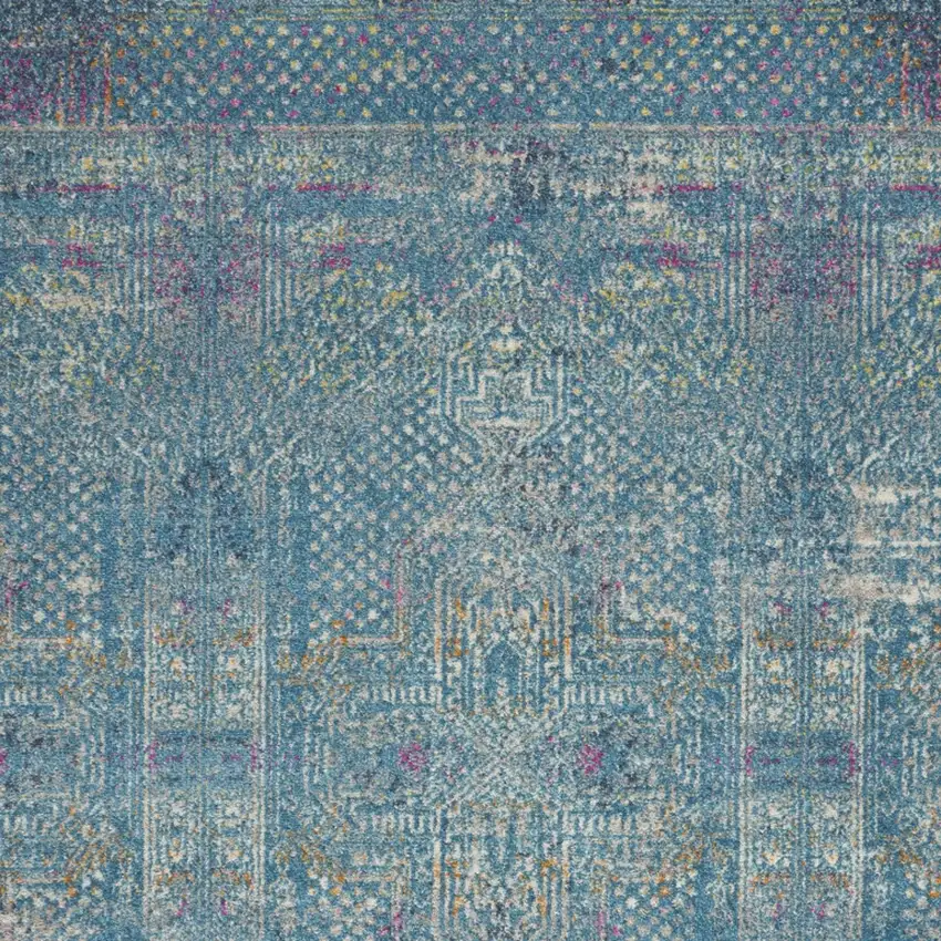 Blue And Ivory Southwestern Distressed Area Rug Photo 6