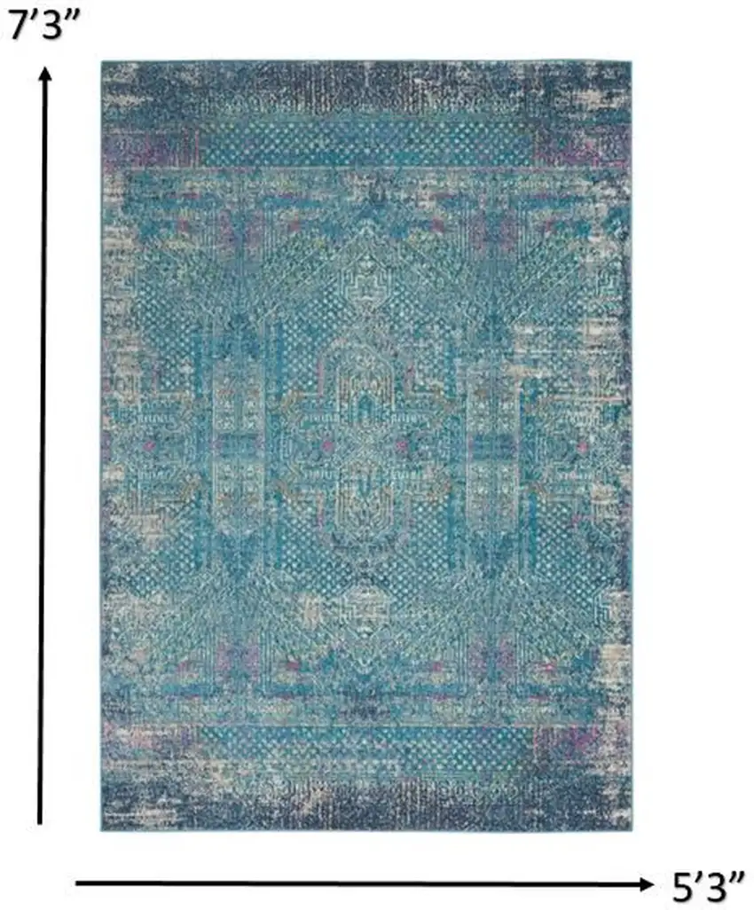 Blue Distressed Medallion Area Rug Photo 5