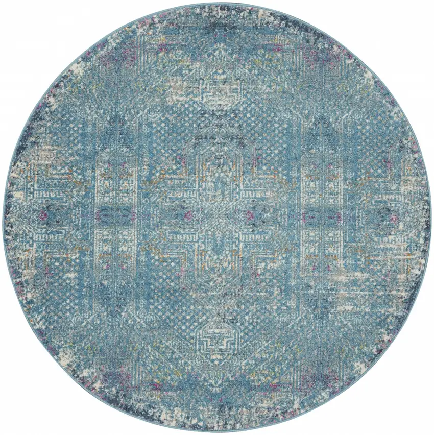 Blue Distressed Medallion Area Rug Photo 1