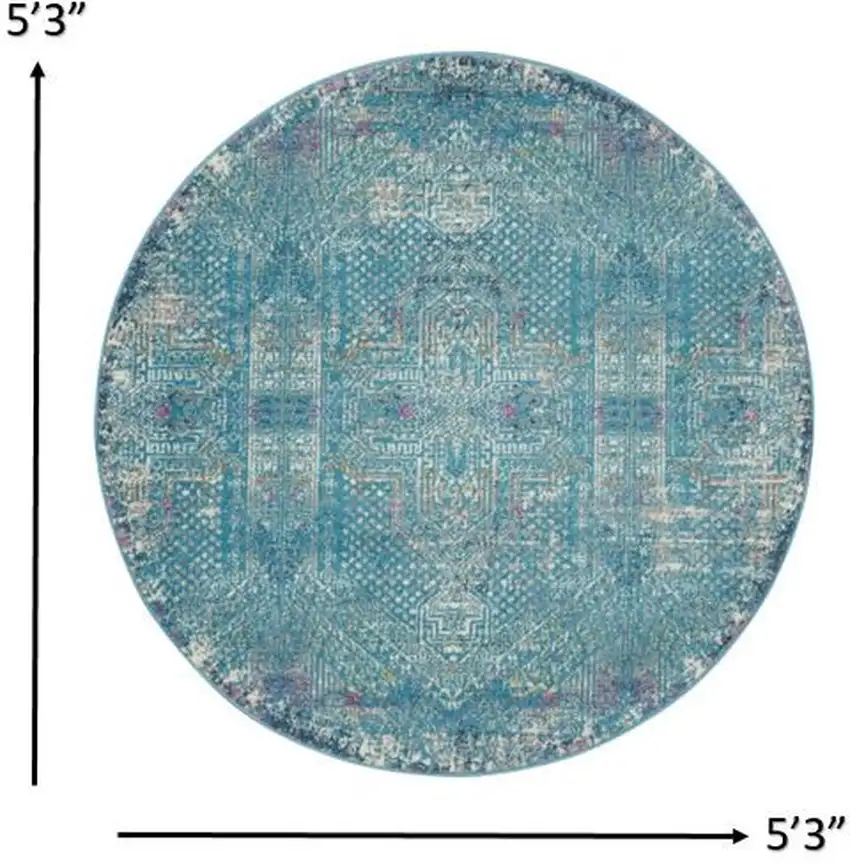 Blue Distressed Medallion Area Rug Photo 6