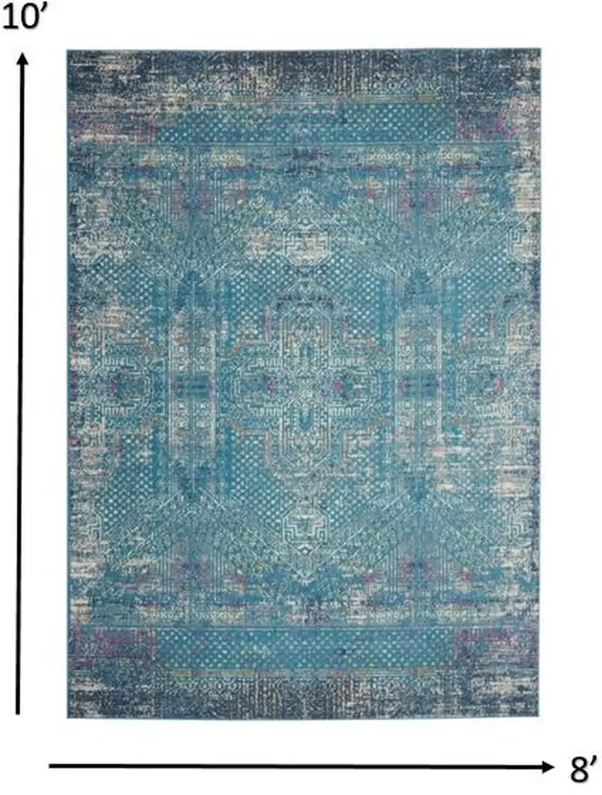 Blue Distressed Medallion Area Rug Photo 6