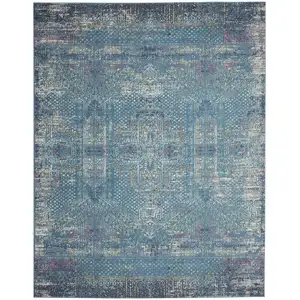 Photo of Blue Distressed Medallion Area Rug
