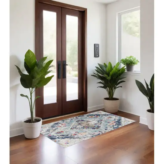 Blue Oriental Dhurrie Area Rug Photo 1