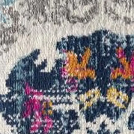 Blue Distressed Medallion Area Rug Photo 3