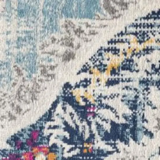 Blue and Ivory Medallion Area Rug Photo 5