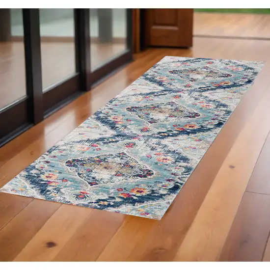 Blue Oriental Dhurrie Area Rug Photo 1