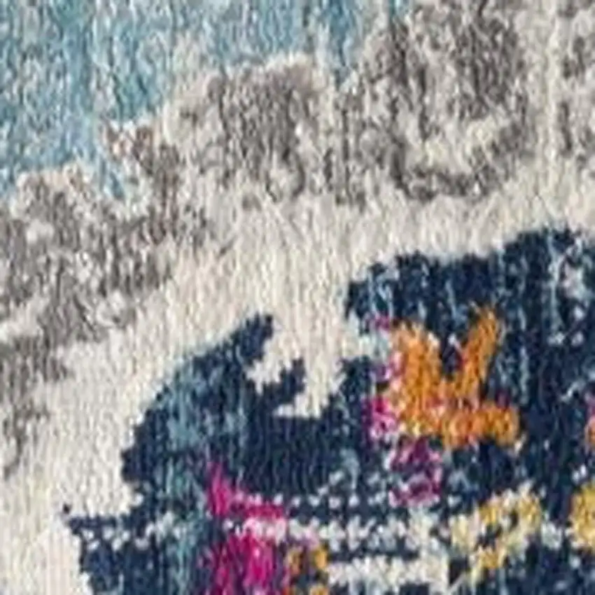 Blue Distressed Medallion Area Rug Photo 3