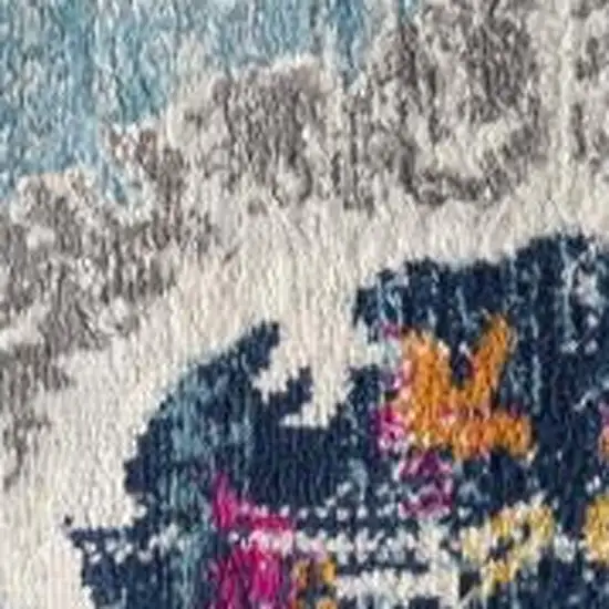 Blue Distressed Medallion Area Rug Photo 3