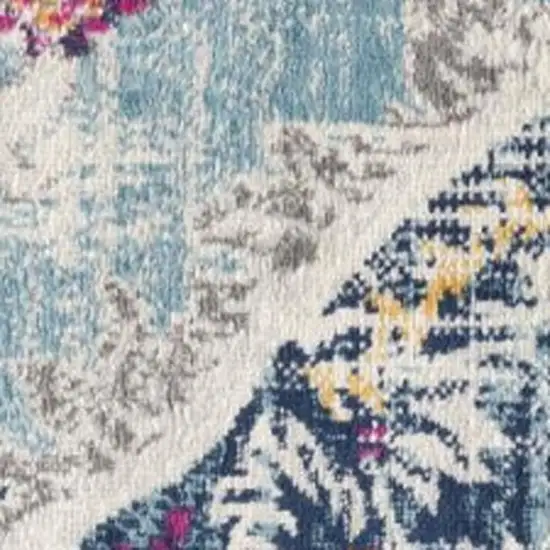 Blue and Ivory Medallion Area Rug Photo 4