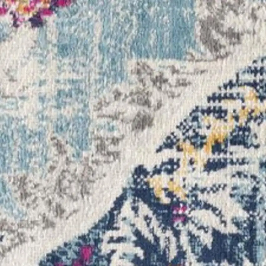 Blue and Ivory Medallion Area Rug Photo 4