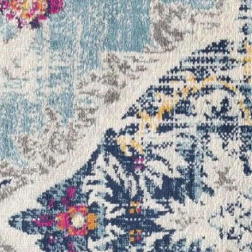 Blue and Ivory Medallion Area Rug Photo 5