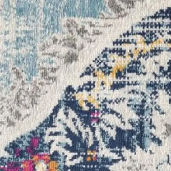 Blue and Ivory Medallion Area Rug Photo 5