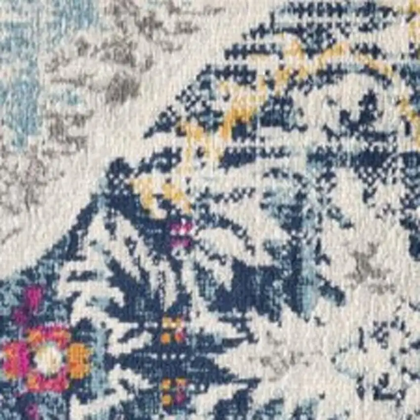 Blue and Ivory Medallion Area Rug Photo 5