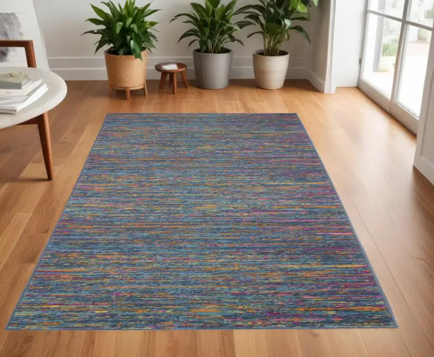 Blue Distressed Striations Area Rug Photo 1