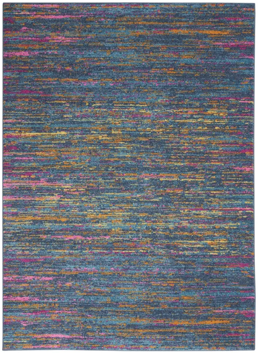 Blue Distressed Striations Area Rug Photo 2