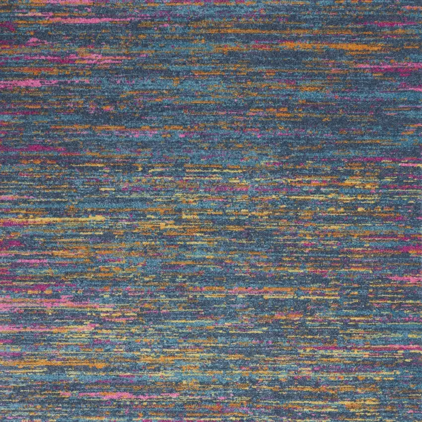 Blue And Orange Abstract Distressed Area Rug Photo 7