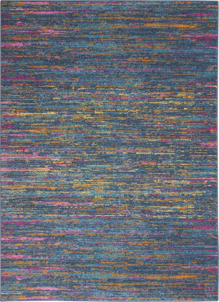 Blue And Orange Abstract Power Loom Area Rug Photo 1