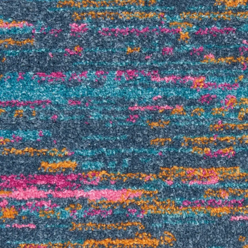 Blue And Orange Abstract Distressed Area Rug Photo 3