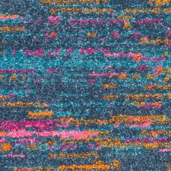 Blue And Orange Abstract Distressed Area Rug Photo 3