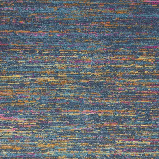 Blue And Orange Abstract Distressed Area Rug Photo 6