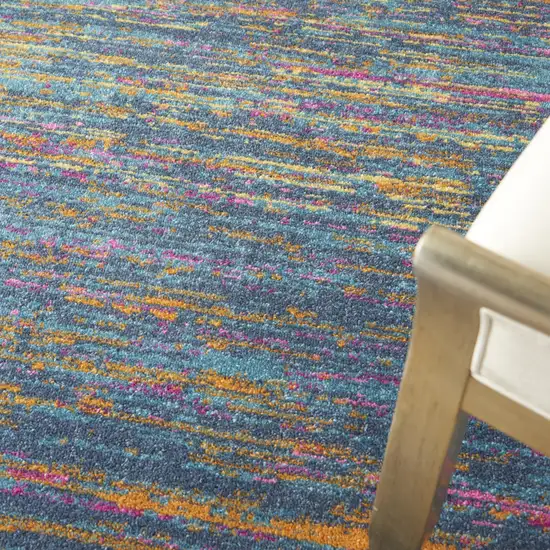 Blue And Orange Abstract Power Loom Area Rug Photo 7
