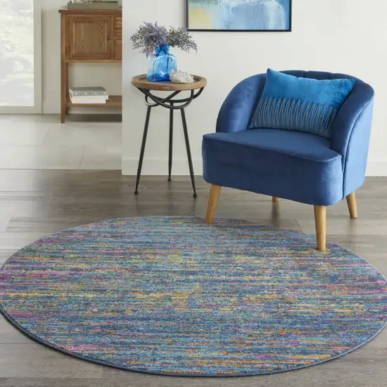 Blue Distressed Striations Area Rug Photo 6