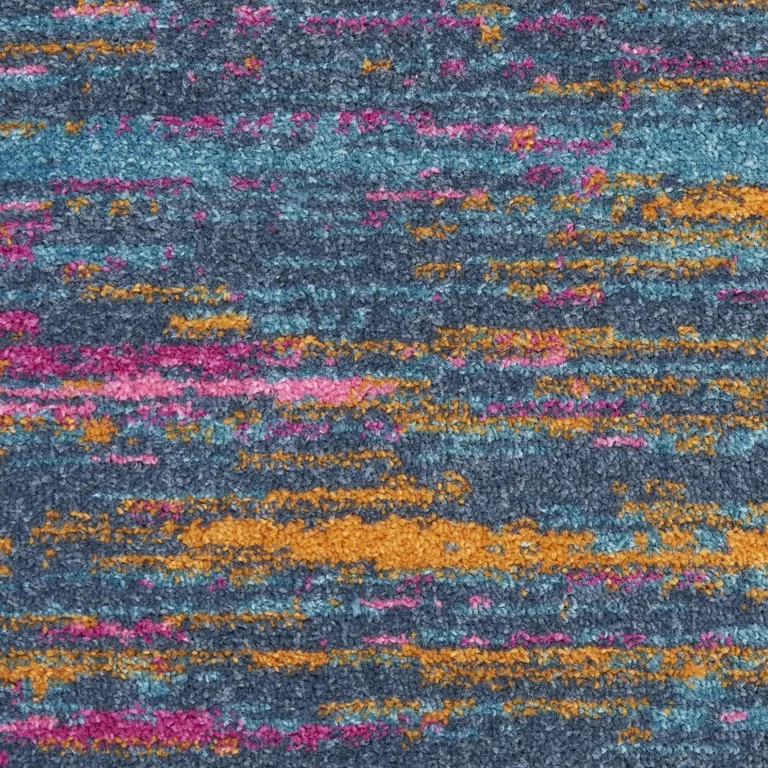 Blue Distressed Striations Area Rug Photo 4