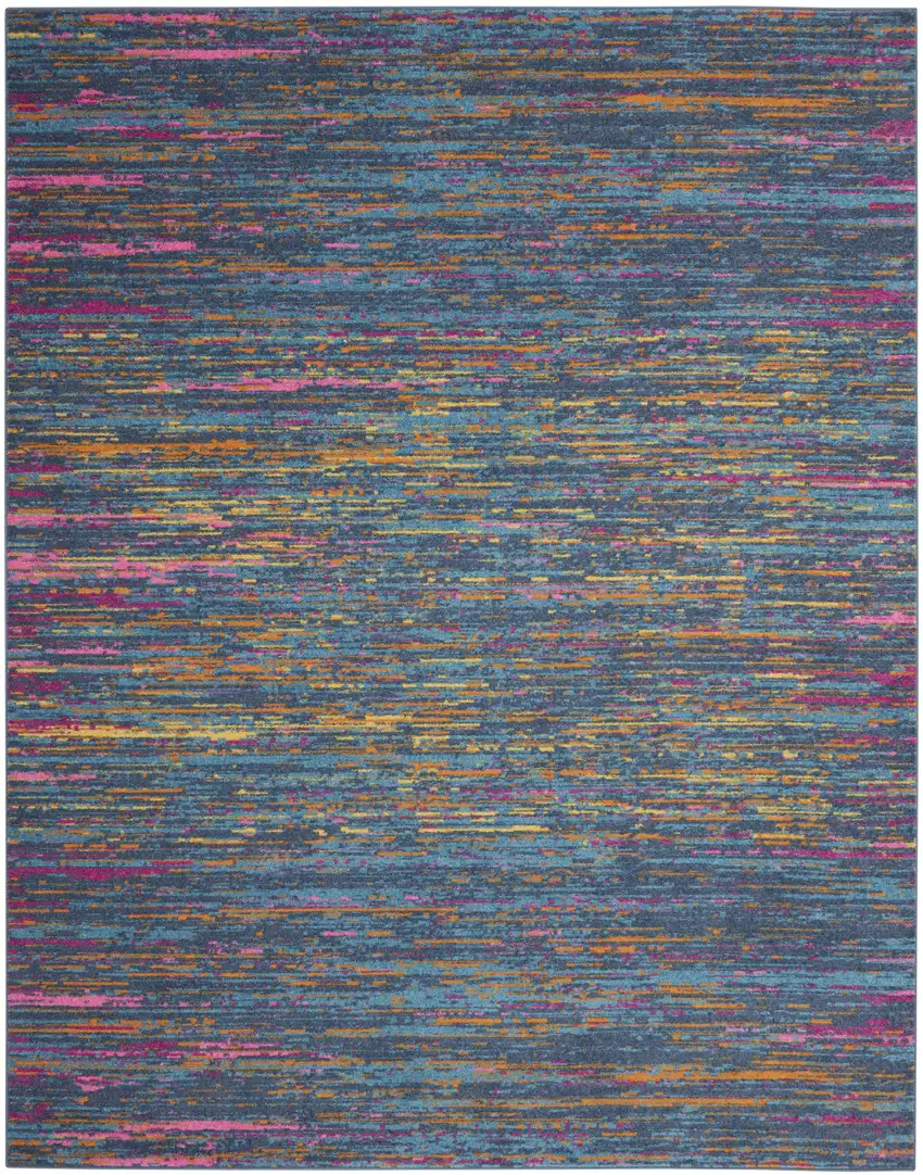 Blue And Orange Abstract Distressed Area Rug Photo 1