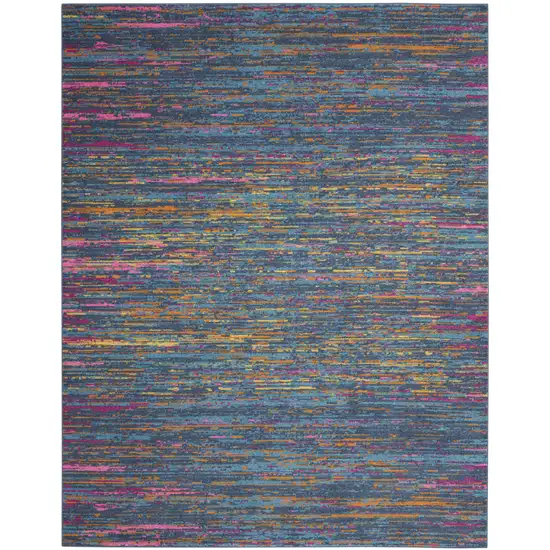 Blue And Orange Abstract Distressed Area Rug Photo 1