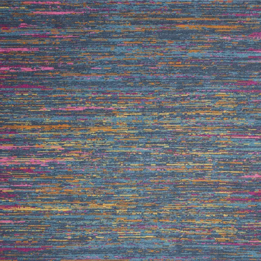 Blue And Orange Abstract Distressed Area Rug Photo 8
