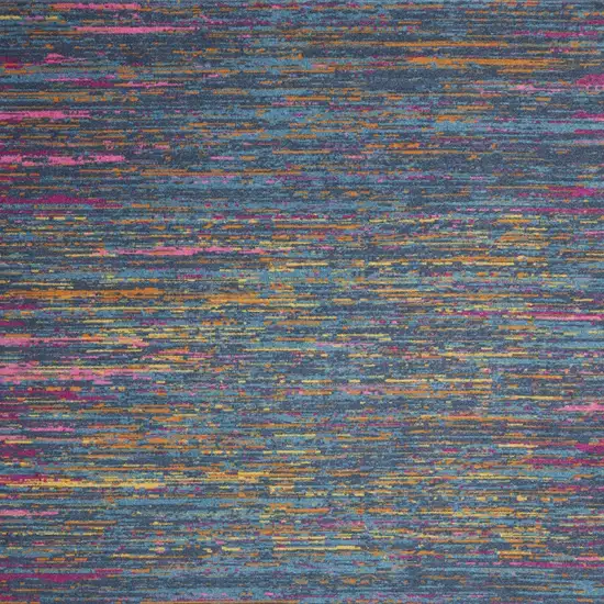 Blue And Orange Abstract Distressed Area Rug Photo 8
