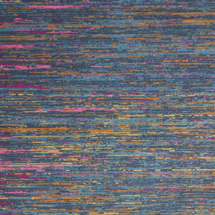 Blue And Orange Abstract Distressed Area Rug Photo 7