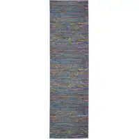 Photo of Blue Distressed Striations Runner Rug
