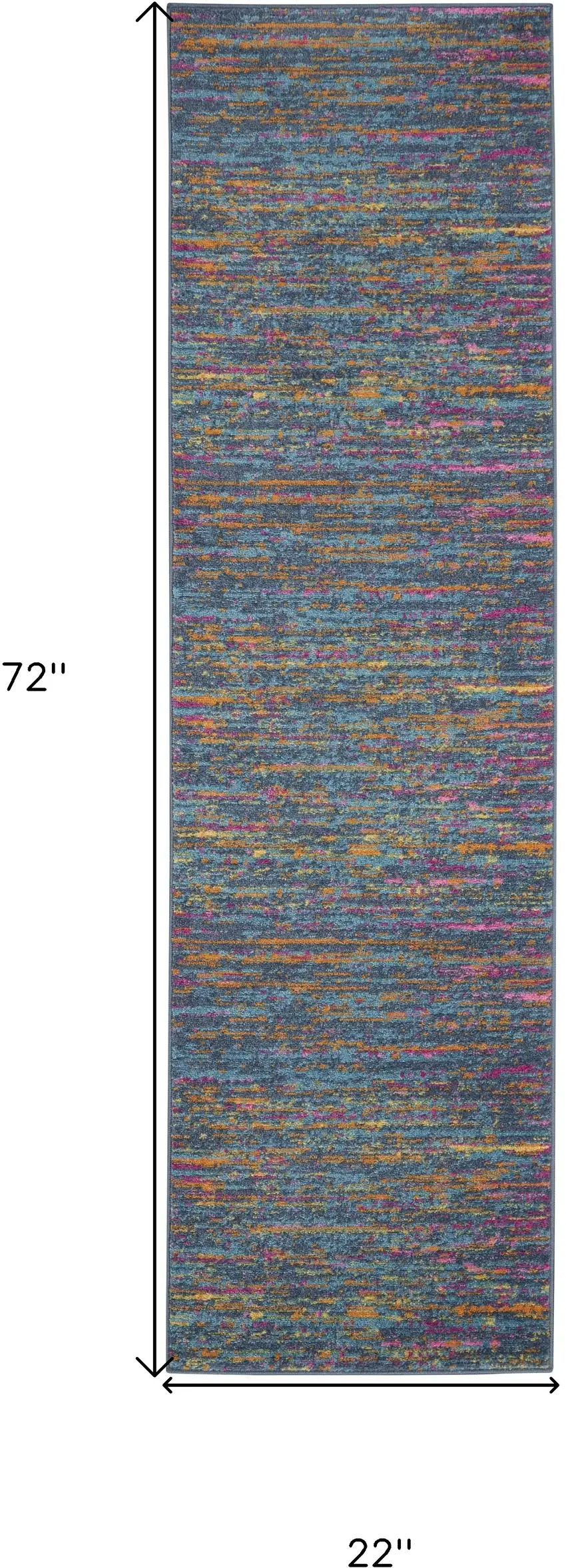 6' Blue And Orange Abstract Distressed Runner Rug Photo 8