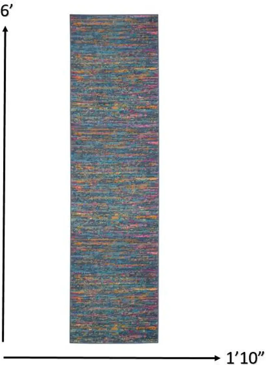 6' Blue And Orange Abstract Power Loom Runner Rug Photo 3