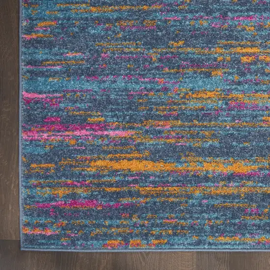 10' Blue And Orange Abstract Power Loom Runner Rug Photo 3